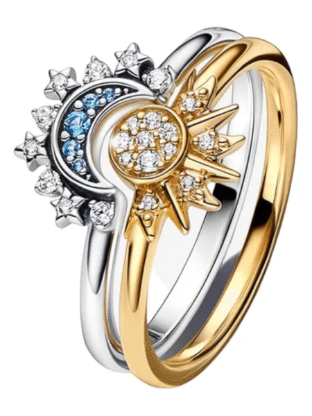 Anillos Pandora Set Sol y Luna
