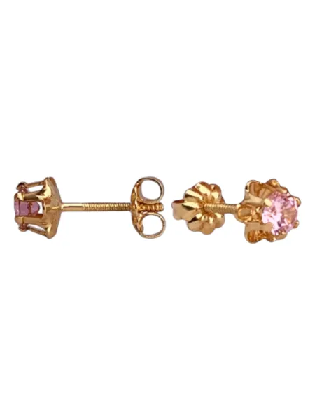 Aretes Diamond de Botón Rosa