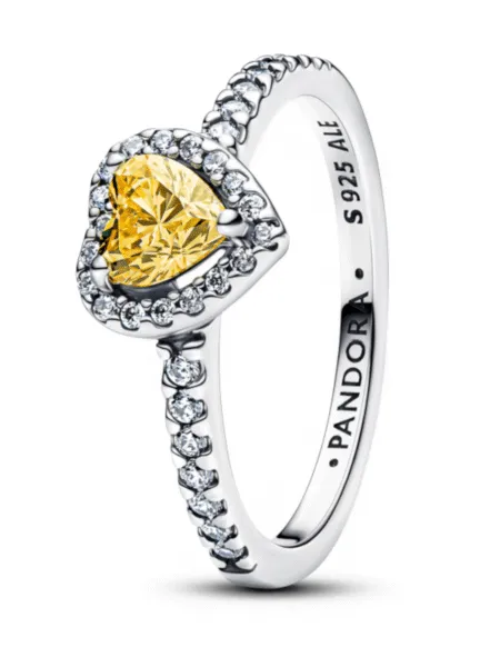 Anillo Pandora Corazón Amarillo