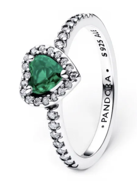 Anillo Pandora Corazón Verde