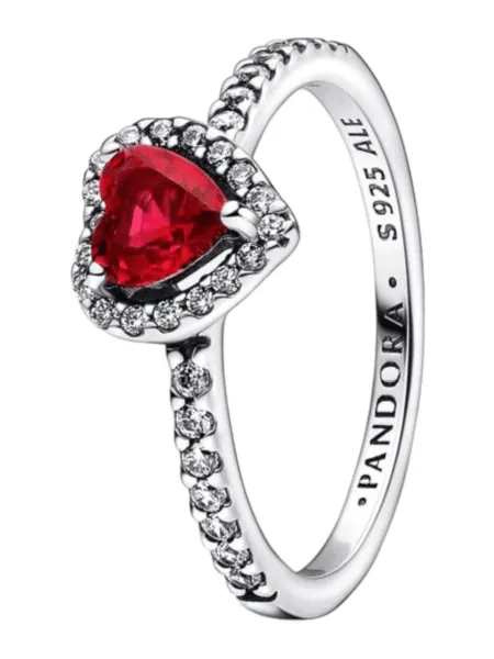 Anillo Pandora de Corazón Rojo