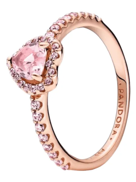 Anillo Pandora de Corazón Rosado