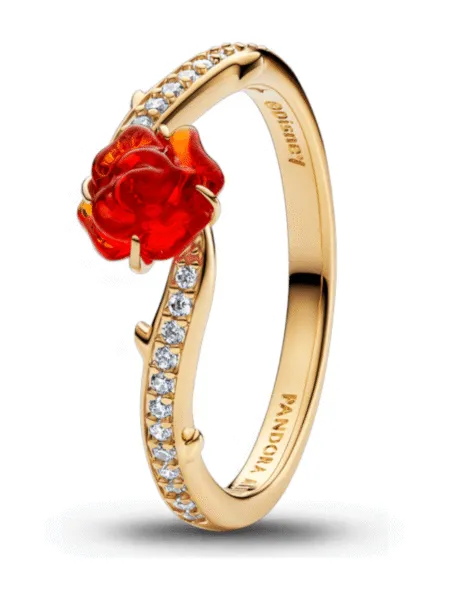 Anillo Pandora Rosa Encantada de La Bella y la Bestia