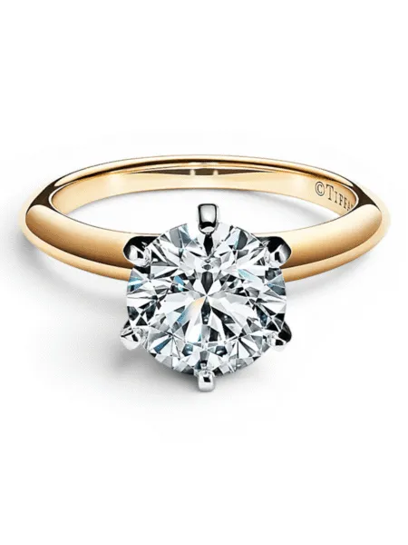 Anillo Tiffany & Co. Compromiso Solitario Dorado