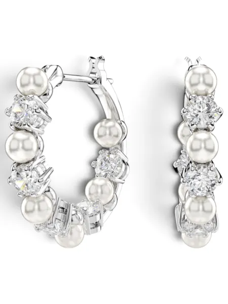Aros Swarovski Argolla Matrix Perlas Plateados