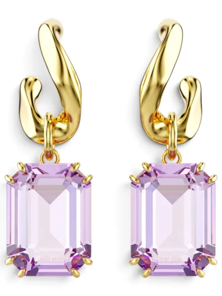 Aros Swarovski Millenia Colgantes Lila Dorado