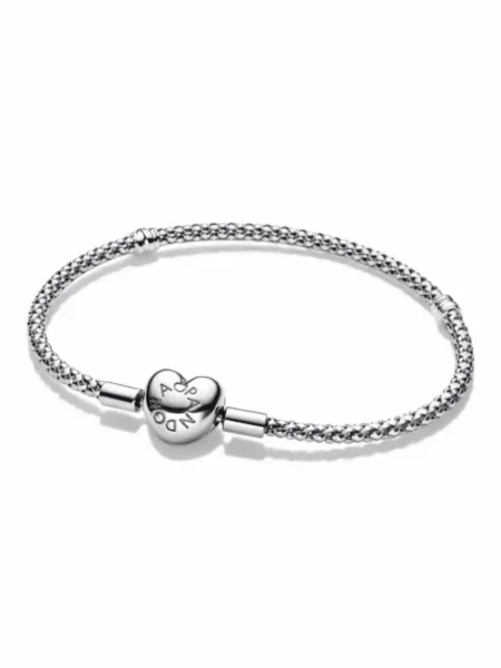 Brazalete Pandora Corazón Plateado