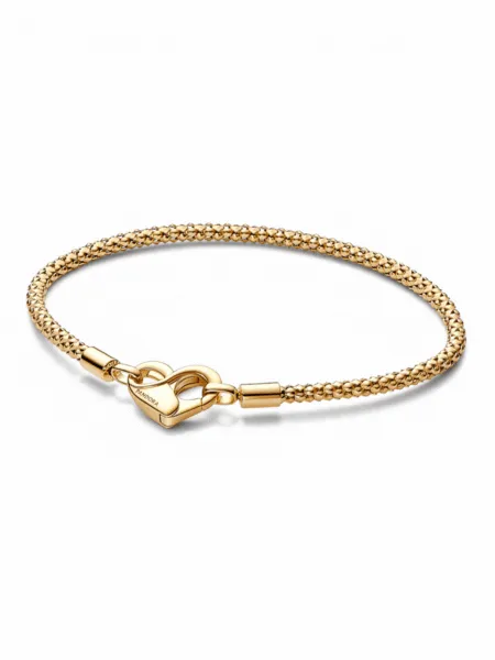 Brazalete Pandora Corazones Entrelazados Dorado