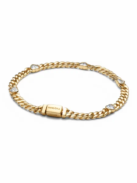 Brazalete Pandora Cubana Brillante Dorado