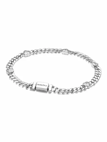 Brazalete Pandora Cubana Destellos Plateada