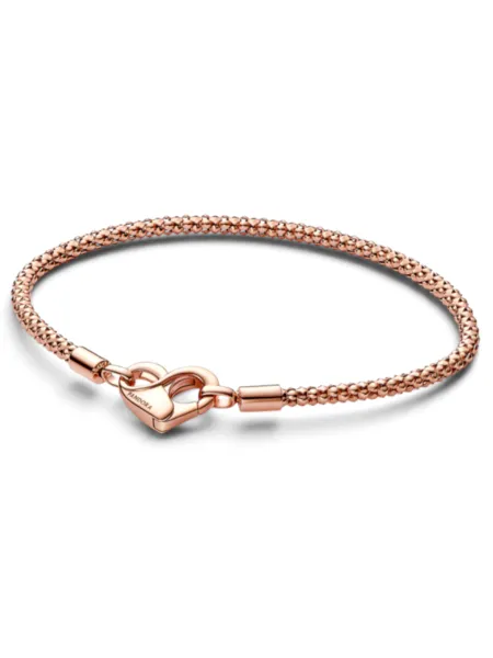 Brazalete Pandora Moments Tachuelas Broche Corazón Rosegold