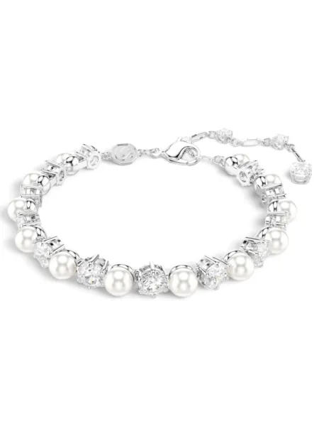 Brazalete Swarovski Matrix Tennis Perlas Plateado