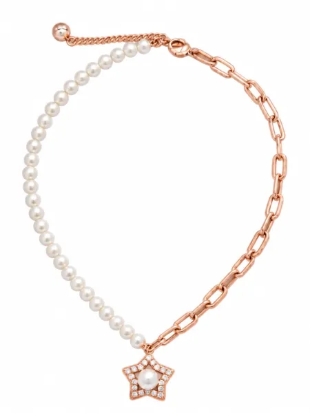 Collar Swarovski Estrella con Perlas Rosegold Despacho Inmediato