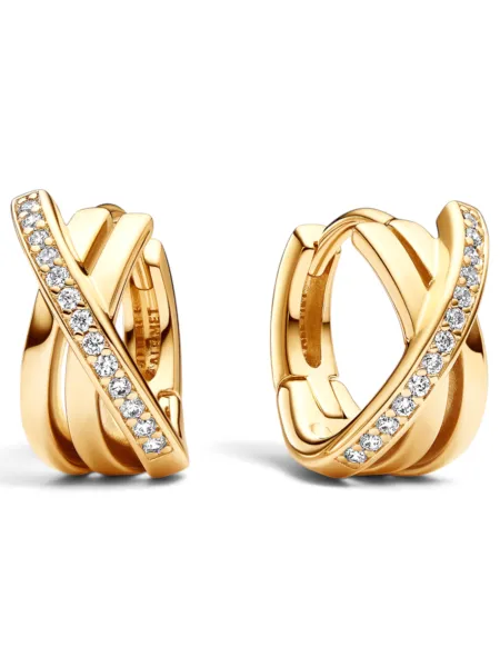 Aros Pandora Argolla Pavé Cruzado Dorados