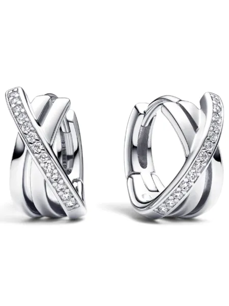 Aros Pandora Argolla Pavé Cruzado Plateados