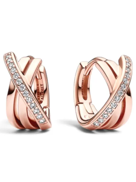 Aros Pandora Argolla Pavé Cruzado Rosegold