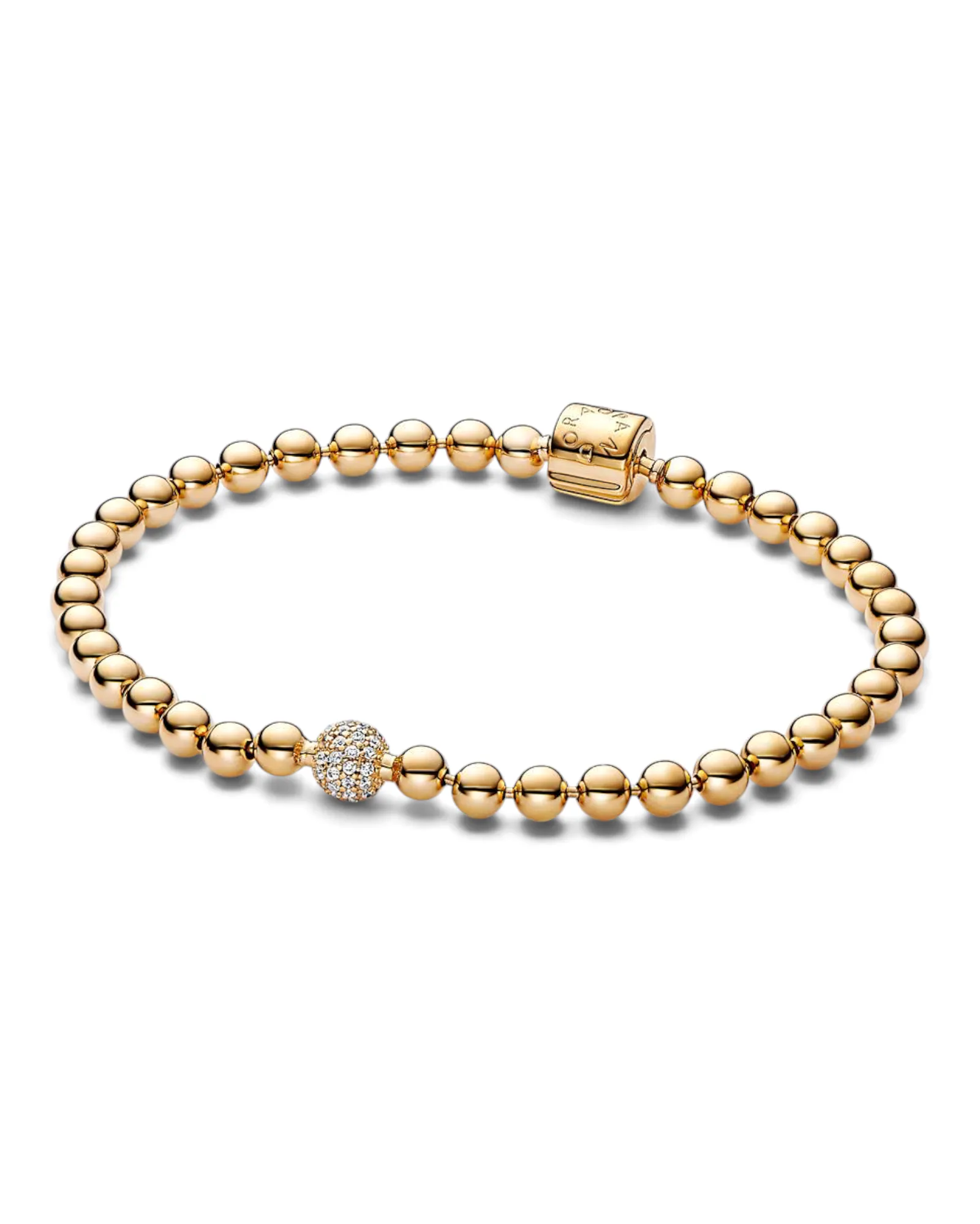 Brazalete Pandora de Cuentas y Pavé Dorado
