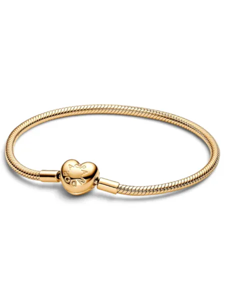 Brazalete Pandora Moments Serpiente Broche Corazón Dorado