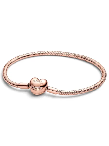 Brazalete Pandora Moments Serpiente Broche Corazón Rosegold