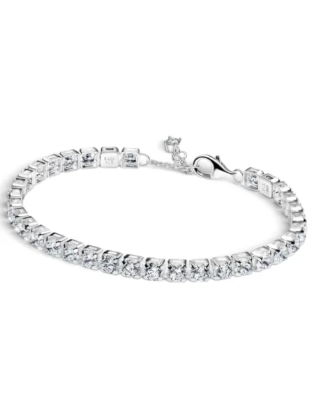 Brazalete Pandora Tenis Grueso Brillante Plateado