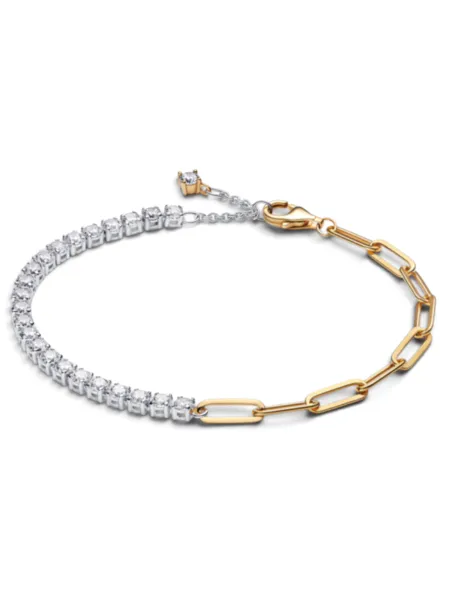 Brazalete Pandora Tenis y Eslabones Dos Tonos