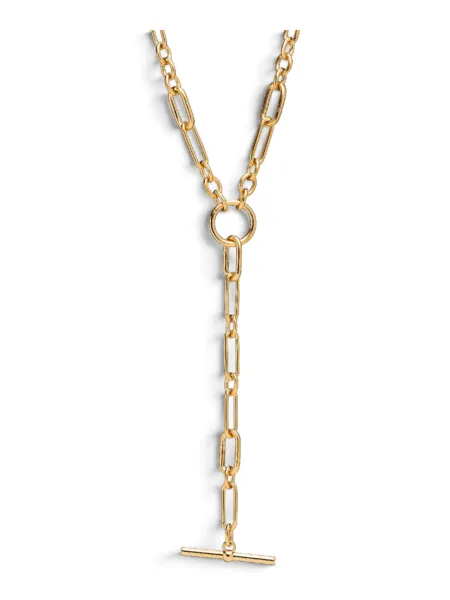 Collar Pandora en Y Cadena de Eslabones Dorado