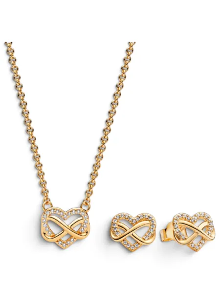 Conjunto Pandora Corazón Infinito Brillante Dorado