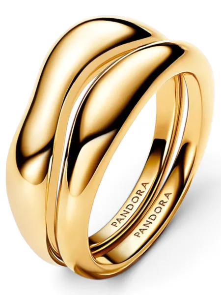 Set de 2 Anillos Pandora Forma Orgánica Dorado