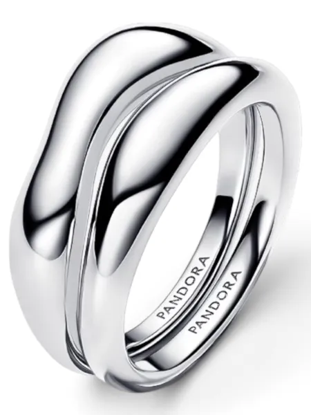 Set de 2 Anillos Pandora Forma Orgánica Plateado