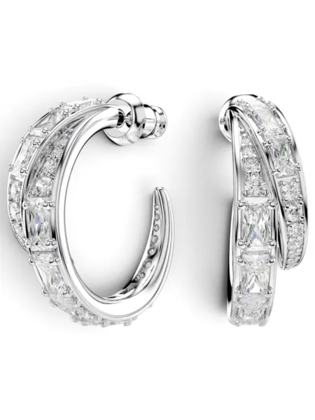 Aros Swarovski Argolla Vienna Cruzados Plateados