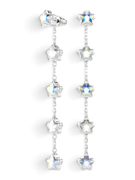 Aros Swarovski Chroma Estrellas Largos Plateados