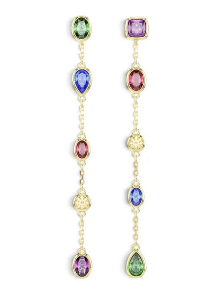 Aros Swarovski Largos Imber Multicolor Dorados