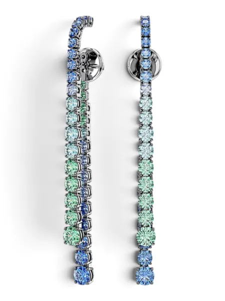 Aros Swarovski Matrix Degradado Azul y Verde Plateados