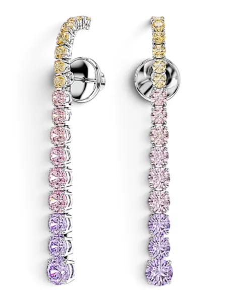 Aros Swarovski Matrix Degradado Rosa y Lila Plateados
