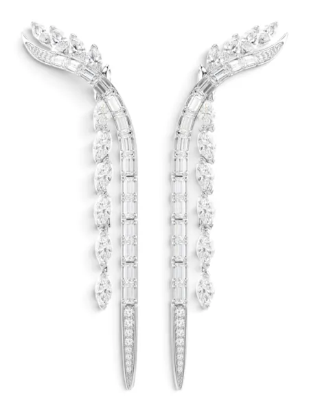 Aros Swarovski Mesmera Largos Doble Hilera Plateados