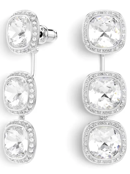 Aros Swarovski Una Angelic Largos Plateados