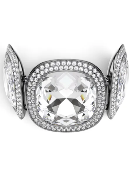 Brazalete Swarovski Ancho Una Angelic Cojín Plateado Oscuro