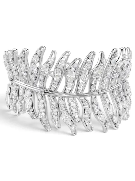 Brazalete Swarovski Ancho Vienna Pluma Plateado