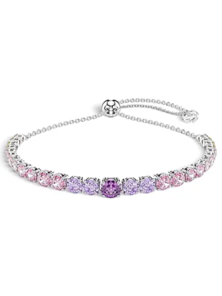 Brazalete Swarovski Matrix Degradado Rosa y Lila Plateado