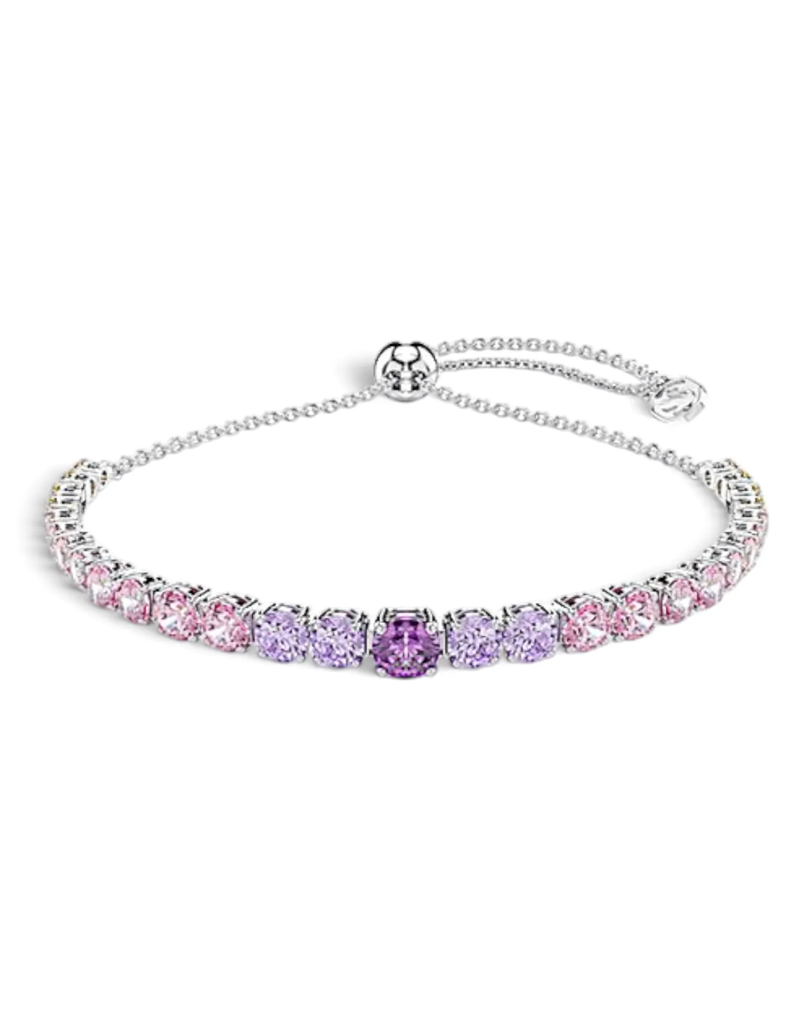 Brazalete Swarovski Matrix Degradado Rosa y Lila Plateado