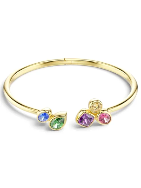 Brazalete Swarovski Rígido Abierto Imber Multicolor Dorado