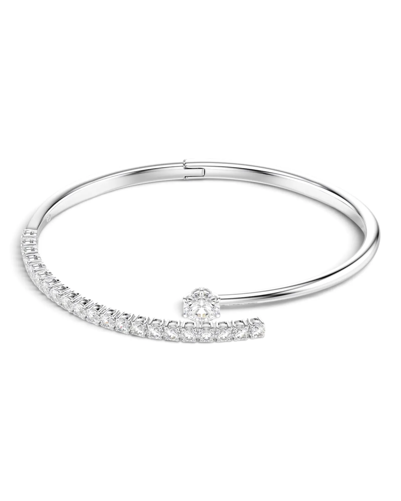 Brazalete Swarovski Rígido Abierto Matrix Plateado