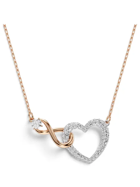 Collar Swarovski Hyperbola Infinito y Corazón Plateado con Rosegold