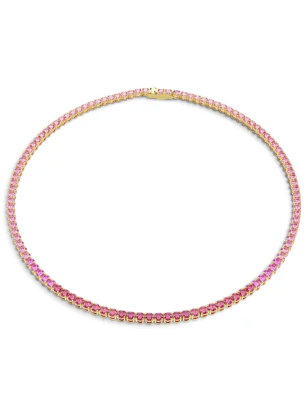 Collar Swarovski Matrix Tennis Rosa Dorado