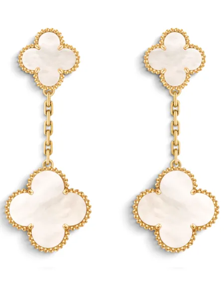 Aros Van Cleef & Arpels Magic Alhambra 2 Motivos Blancos con Dorado