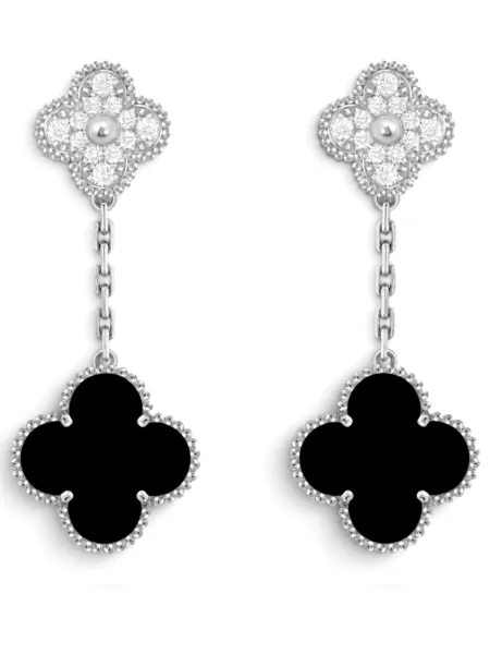 Aros Van Cleef & Arpels Magic Alhambra 2 Motivos Negros con Plateado