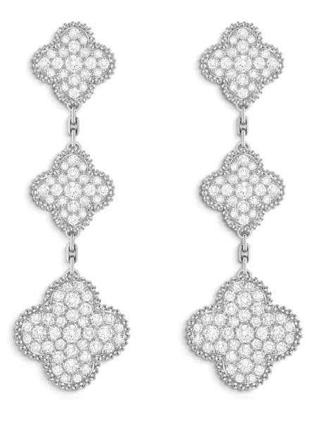 Aros Van Cleef & Arpels Magic Alhambra 3 Motivos Plateados con Brillos
