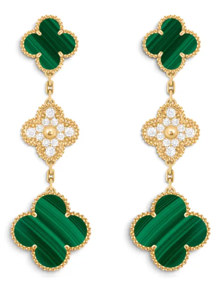 Aros Van Cleef & Arpels Magic Alhambra 3 Motivos Verdes con Brillos