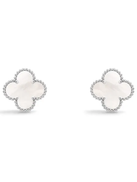Aros Van Cleef & Arpels Vintage Alhambra Blancos con Plateado
