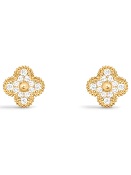 Aros Van Cleef & Arpels Vintage Alhambra Dorados con Brillos
